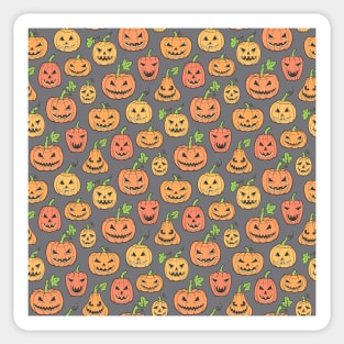 Halloween Jack-O-Lantern Scary Pumpkin Orange on Grey Sticker